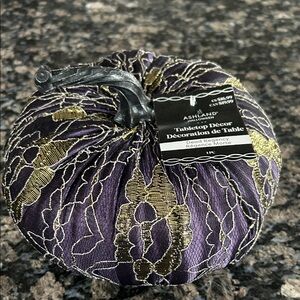 ASHLAND PURPLE AND GOLD TABLETOP PUMPKIN NWT